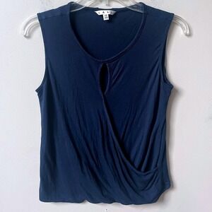 Cabi Sleeveless Faux Wrap Keyhole Style Tank Top Womens XS Blue Casual